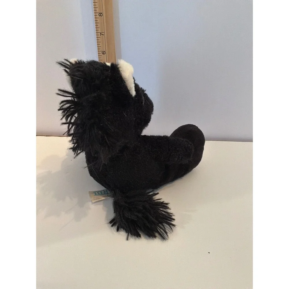 RBI Black Horse Plush Stuffed Animal White Spot Glitter Eyes 7.5 Inch‎